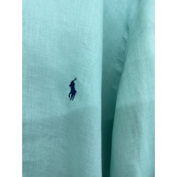 Ralph Lauren men's Teal 100% linen classic fit long sleeve button down size XXL - Picture 5 of 9